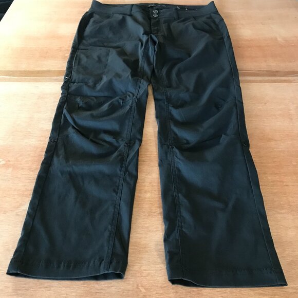 Prana Halle Straight Pants Women 12 Black Mid Rise Zip Pocket UPF 50+ Outdoor - Picture 2 of 16